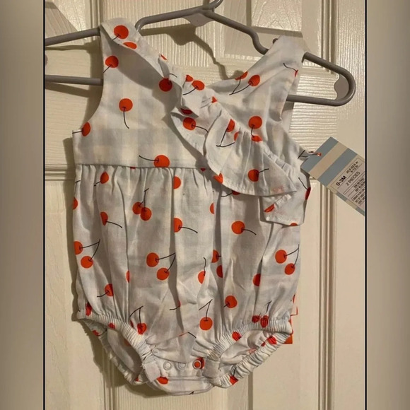 NWT Cat & Jack Cherry Romper with Headband - Picture 1 of 6